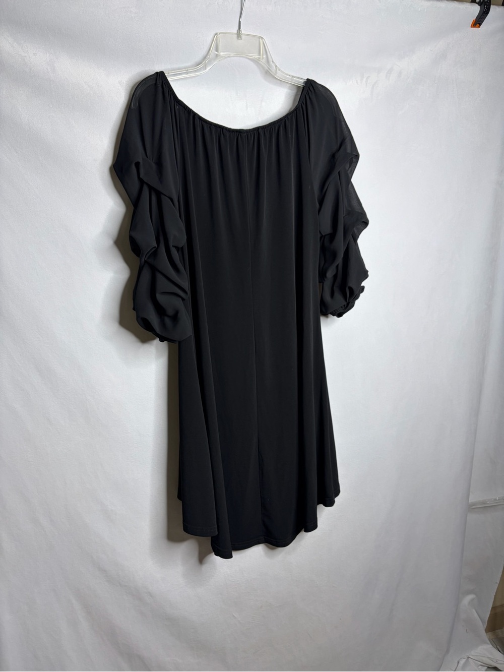 Joseph Ribkoff Black High-Low Off-Shoulder Ruffle Dress - Picture 6 of 9